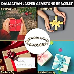 Natural Dalmatian Jasper Gemstone Bead Bracelet