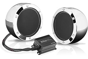 BOSS MC720B Black Handlebar Mount for Motorcycles, ATVs Boss 4' Chrome ATV Speaker/Amp, 5 (Non-Carb Compliant)