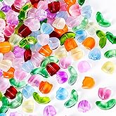 Alpinleux 160 Pcs Colorful Glass Flower & Leaf Beads for Jewelry Making, Bracelets, Necklaces, Earrings, Crafts