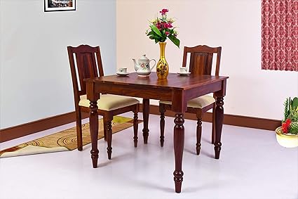 Furniseworld Sheesham Wood Antique 2 Seater Dining Table Set With Chairs For Home And Living Room Maple Finish Amazon In Home Kitchen