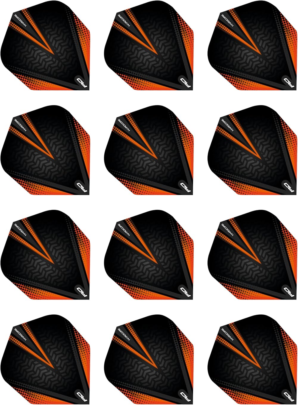 Red Dragon Hardcore Radical Black & Orange Dart Flights Standard 12 Pack