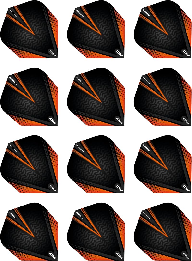 Red Dragon Hardcore Radical Black & Orange Dart Flights Standard 12 Pack