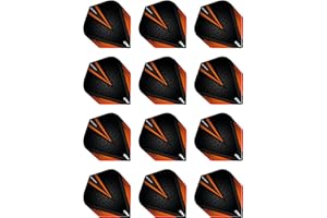 RED DRAGON Hardcore Radical Black & Orange Extra Thick Standard Dart Flights - 4 Sets Per Pack (12 Dart Flights in Total)