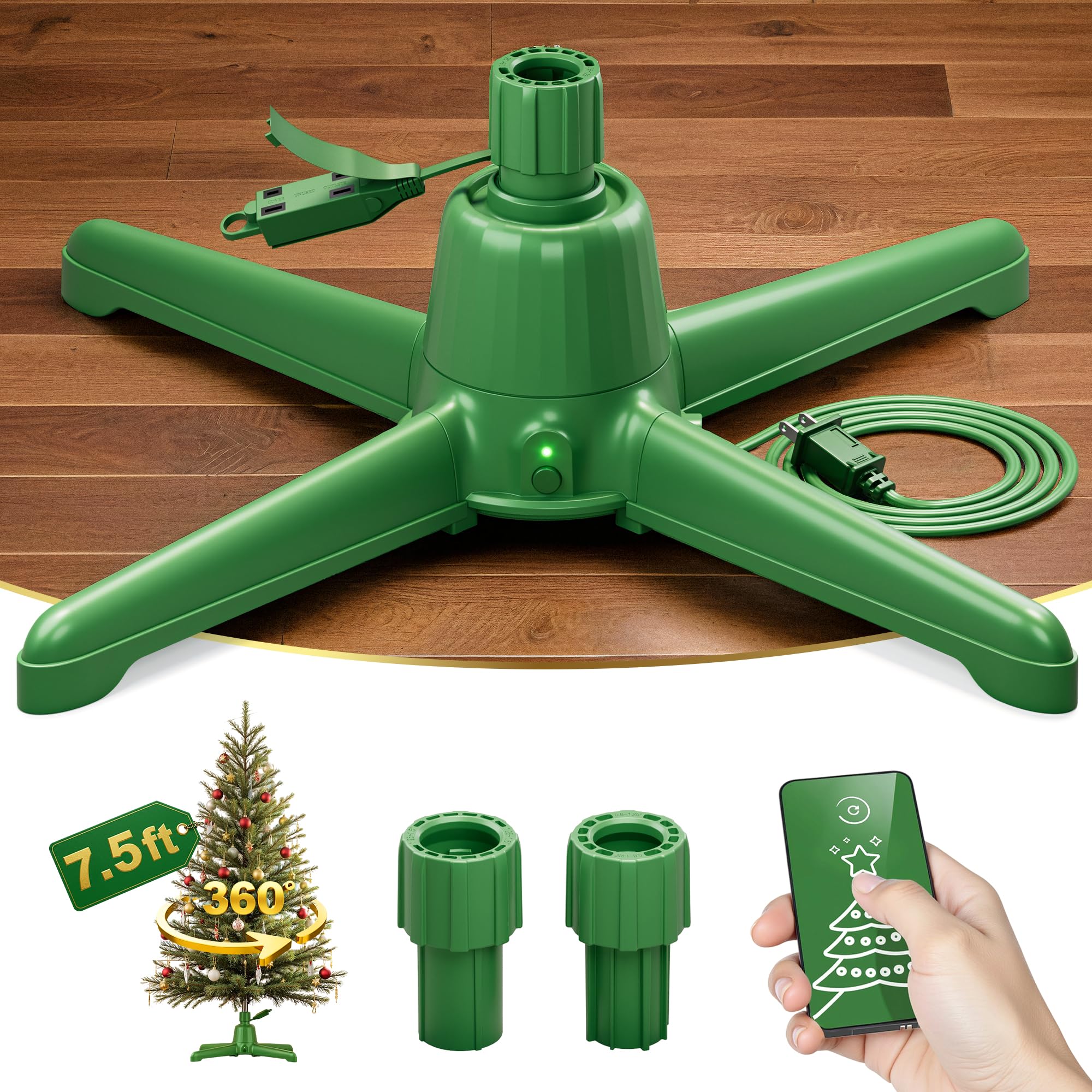 Photo 1 of DG-Direct 360° Rotating Christmas Tree Stand, Up to 7.5ft, 90lb Artificial Christmas Tree, Fits 0.8–1.5" Tree Poles, Spinning Christmas Tree Stand, Christmas Tree Revolving Base with Remote Control