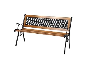 Panca da giardino, 3&nbsp;posti, con doghe in legno e gambe in ghisa