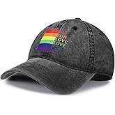 Shyyween LGBT Baseball Hat Pride Rainbow Denim Hats Love is Love Vintage Baseball Cap Adjustable LGBT Cap for Men Women Gay Pride Accessory