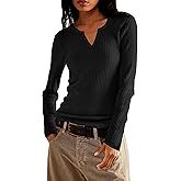 Jar of Love Women's Waffle Knit Tops Long Sleeve Shirts Henley Neck Fitting Warm Tee Tops Sweaters Pullovers