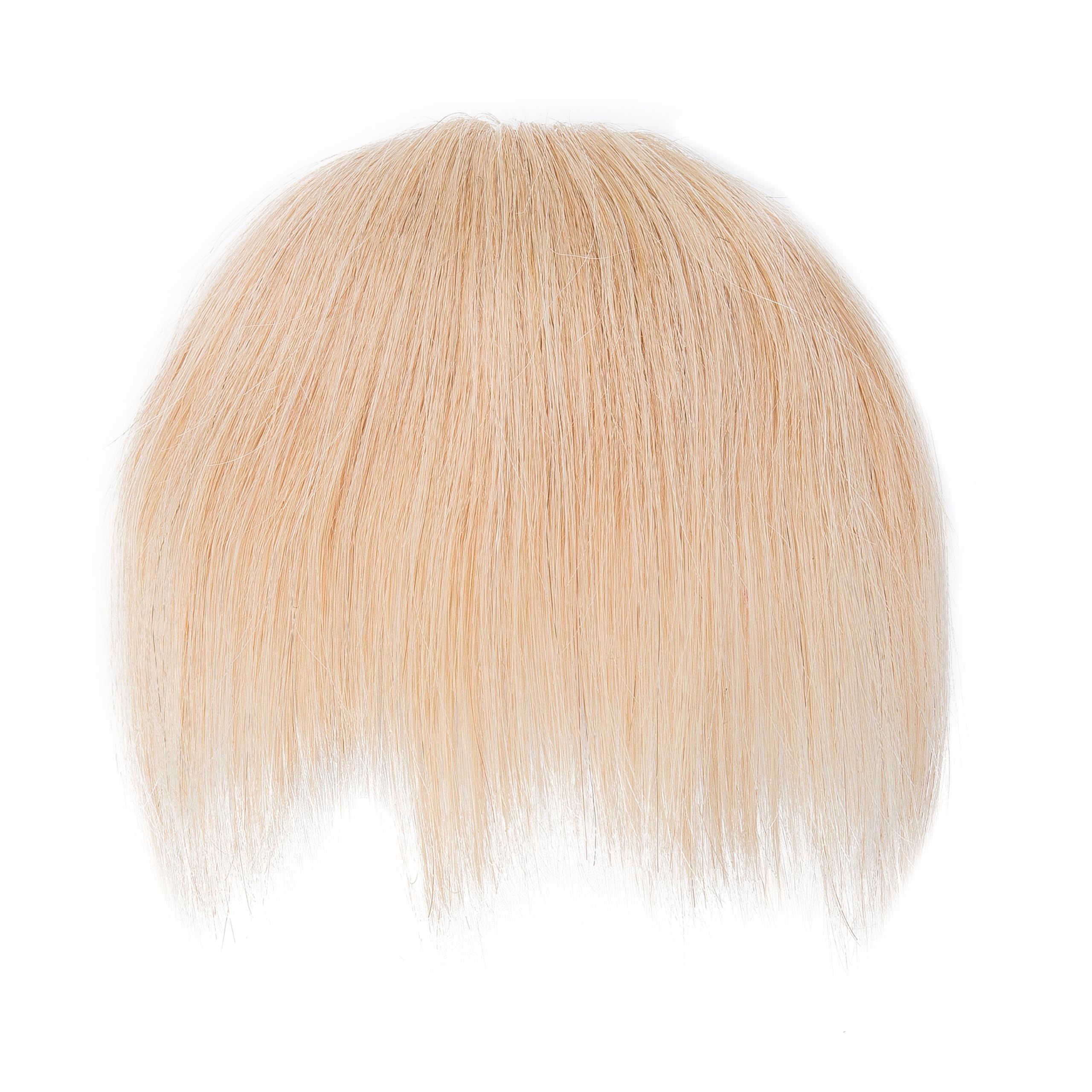 BUYOGET Clip in Fringe 100% Human Hair Pieces Natural Blonde Fringe Clip in Hair Choppy Clip on Bangs