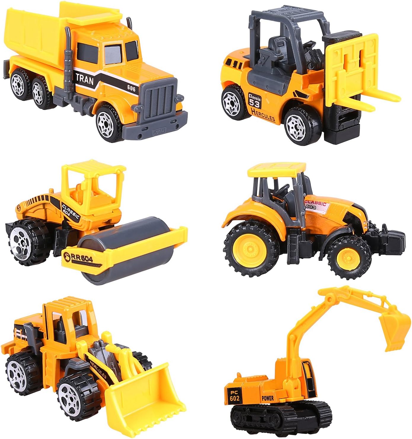 Cltoyvers 6 Pcs Mini Metal Construction Vehicle Toys Set Forklift