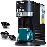 REVOTRA Single Serve Coffee Maker for Pods & Ground Coffee, 6 to 14oz Brew Sizes, Strong Brew Option, Fast Brewing, Compact Design with Removable 40oz Reservoir, Travel Mug Friendly