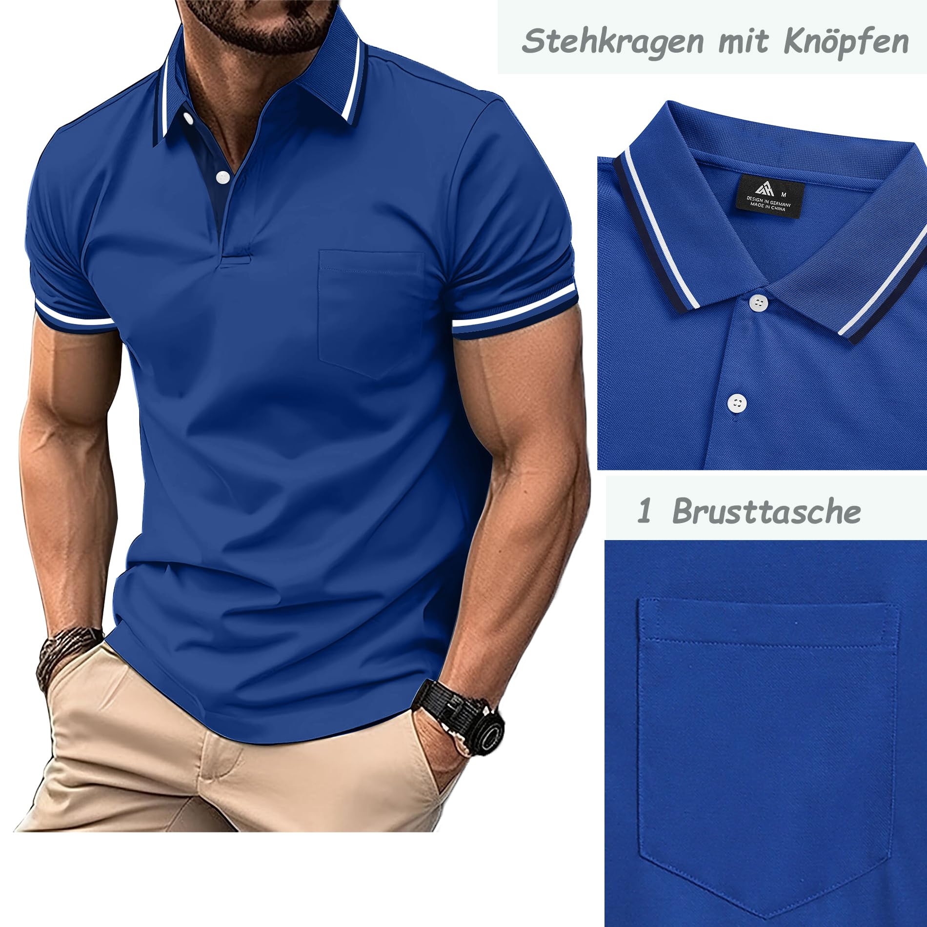 LLdress 3er Pack Poloshirt Herren Kurzarm Atmungsaktiv Poloshirt Set Leichtes Golf Polohemd Schnelltrocknend T Shirt 4