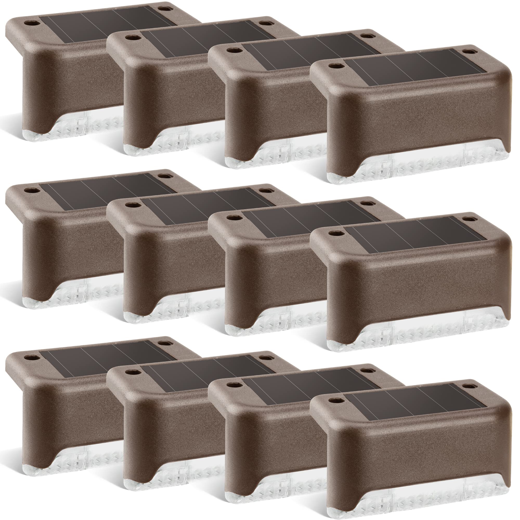 GIGALUMI Solar Deck Lights 12 Pcs Step Lights Bronze Solar Fence Lights Waterproof for Outdoor Pathway, Yard, Patio, Stairs, Step and Fences. (Bronze, Warm White)