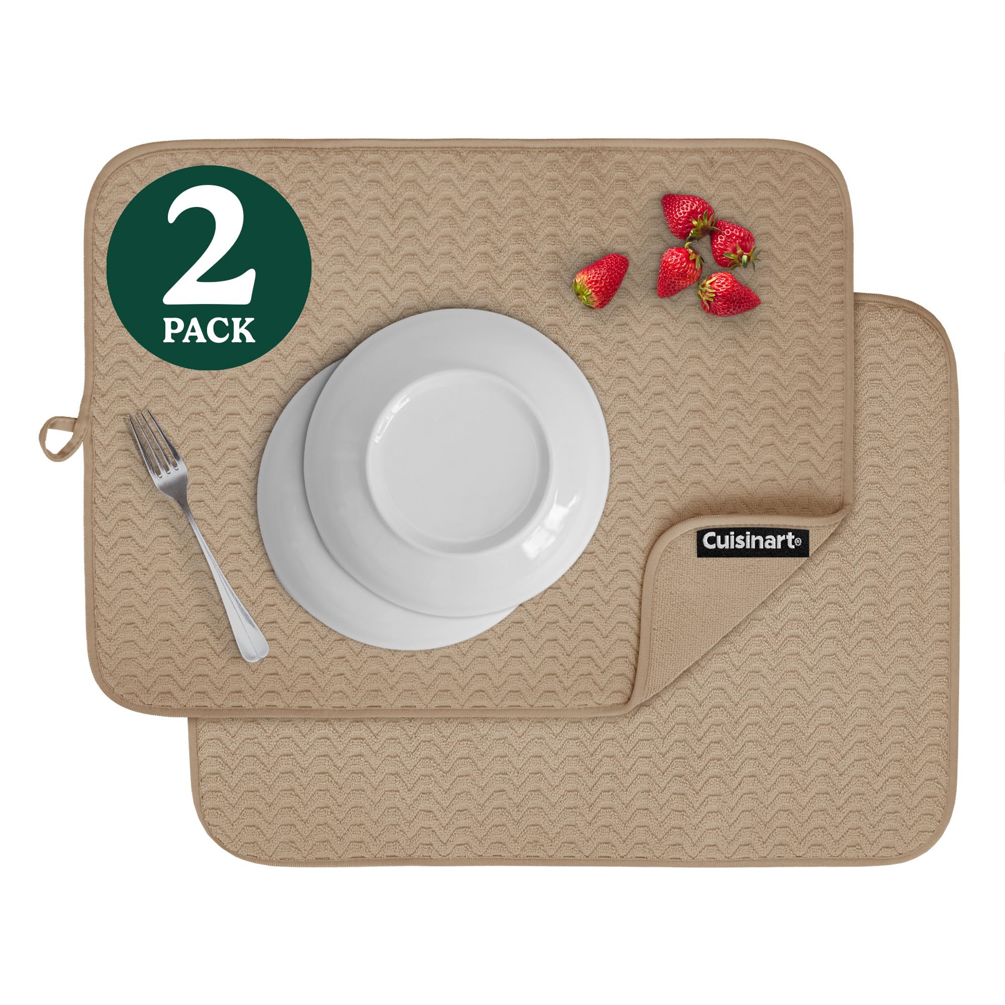 Photo 1 of Cuisinart Dish Drying Mats for Kitchen Counter - (2) 18" x 24" Ultra Absorbent Dish Drying Mat XL - Foldable, Machine Washable, Fast Drying Dish Mat