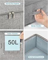 JUPELI 50L Under Bed Storage Box with Lid, PP Liner, Reinforced Zips view 4