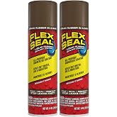 Flex Seal Spray Rubber Sealant Coating, Waterproof, Brown, 14 oz, 2-Pack | Stops leaks fast, seals out water, air, moisture, prevents rust, paintable, flexible, gutters, roof repair, RV, wood, metal