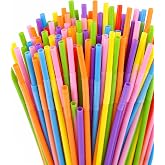 100PCS Flexible Plastic Straws, 12.8 Inch Extra Long Disposable Bendy Straws, Colorful Fancy Drinking Straws for Party Decorations