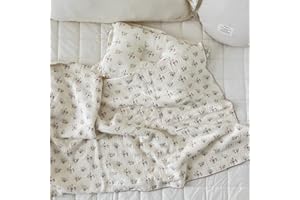 BuLuTu Large Cotton Muslin Kids Toddler Throw Blanket - 47''x51'' Reversible Lightweight Azalea Little Flower Thin Summer Quilt Baby Quilt for Crib Bed,Stroller,Travel,White