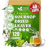 FreshDrinkUS, 120+ Premium Soursop Graviola Dried Leaves Tea, 40 Cups, 120-130 Natural Leaves, Whole Leaves, Wildcrafted, Graviola, Hoja Guanabana, Soursop Loose Leaf Herbal Tea, No Gluten, Vegan