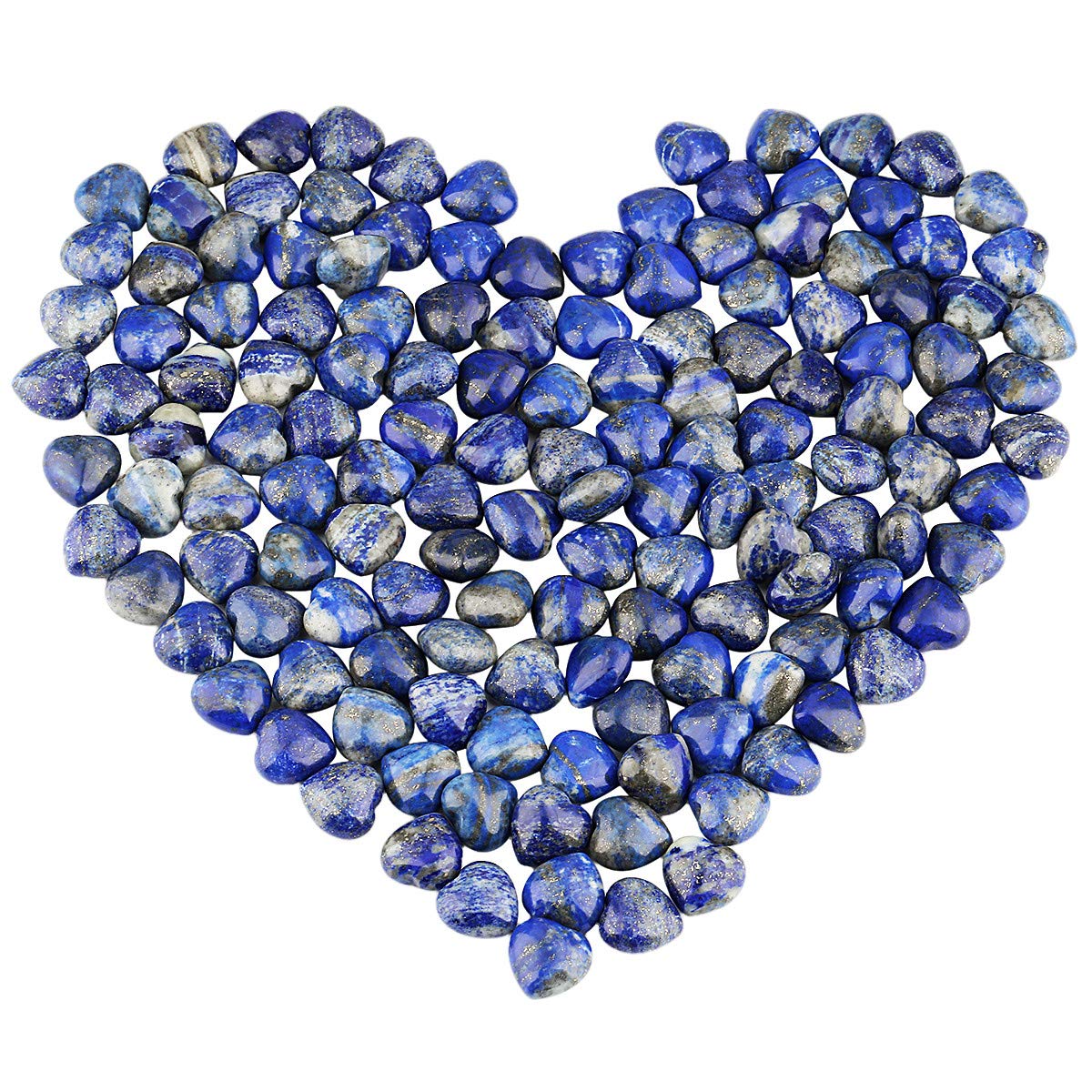KYEYGWO Lapis Lazuli Puff Heart Healing Crystals Love Stone, Pocket Stones Palm Worry Stone for Reiki Meditation Balancing, 0.59" (pack of 10)