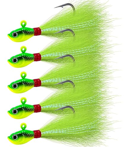 Amazon.com : Croft Enterprises Bucktail Jigs 3 Pack  Durable Hand-Tied Fishing  Lures for Saltwater & Freshwater, Bass, Walleye & Striper Tackle (1 OZ  Assorted Colors) : Sports & Outdoors