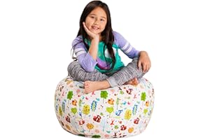 Posh Creations Stuffable Kids Stuffed Animal Storage Bean Bag Chair Cover - Childrens Toy Organizer, Medium 27" - Canvas Animals Forest Critters
