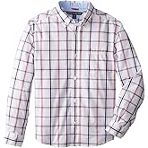 Tommy Hilfiger Boys' Long Sleeve Woven Button-down Shirt, Lightweight & Breathable