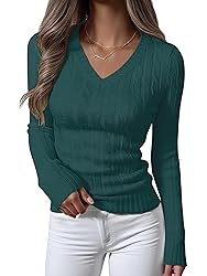 ANRABESS Womens Long Sleeve Cable Knit Sweater 2025