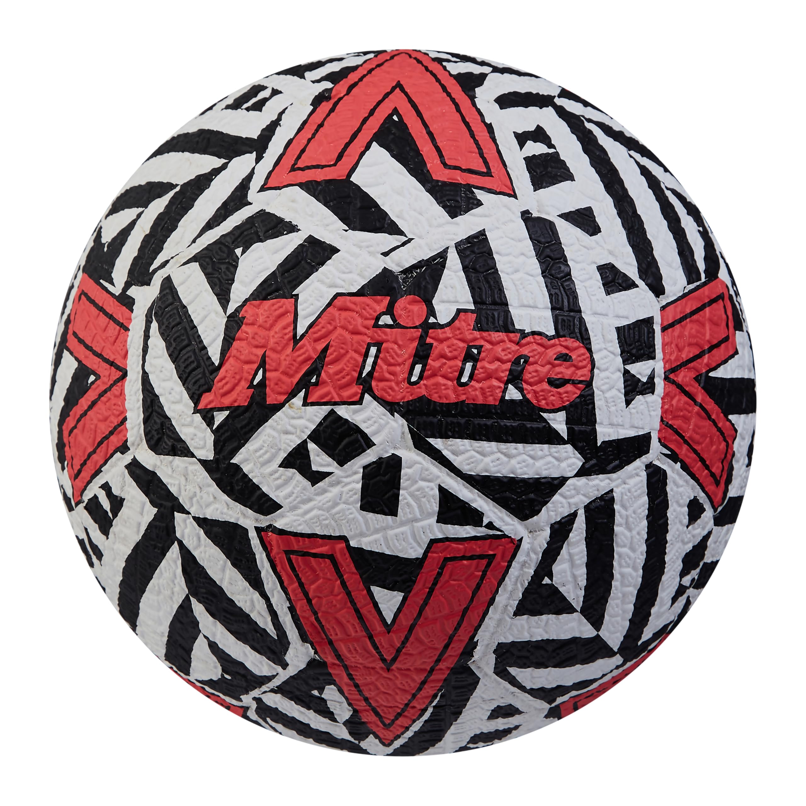 Mitre Street Soccer Football | Extremely Durable | Perfect on Hardground Surfaces, White/Black/Bib Red, 5