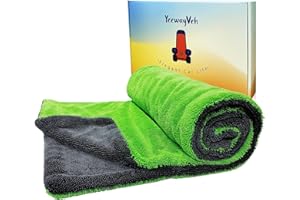 YeewayVeh 36"x28" Car Drying Towel Extra Large, 1400GSM Ultra Absorbent Double-Sided Twisted Loop Microfiber, Scratch-Free & 