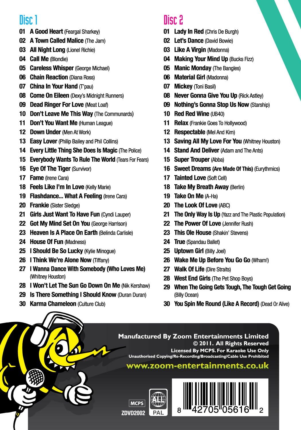 Zoom Karaoke DVD - Eighties Karaoke Party (80's) - 60 Songs - Image 3