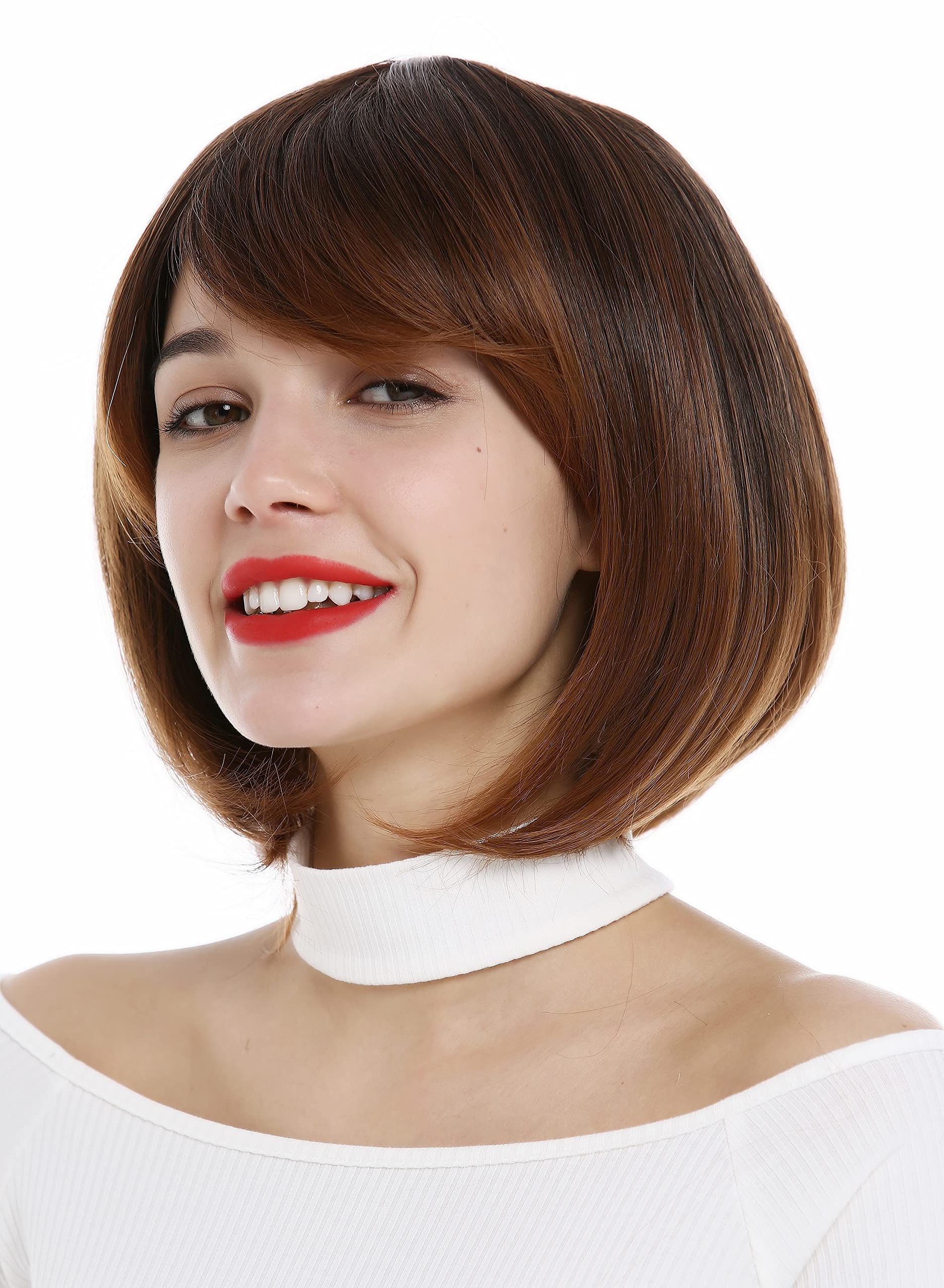 WIG ME UP - 1215-2T30 Lady Wig short frayed Bob style parting chestnut brown auburn mix