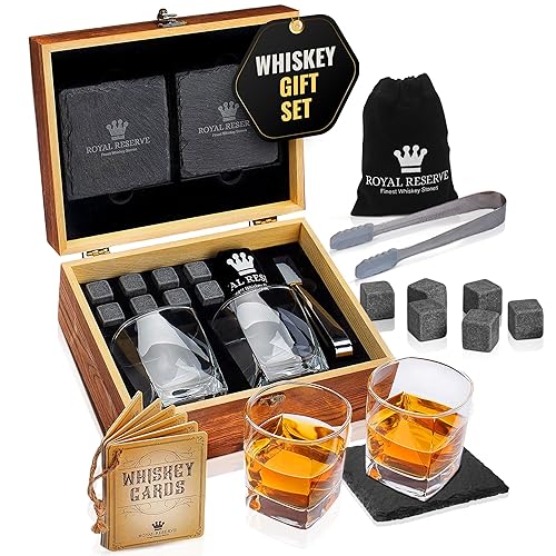 Whiskey Stones Gift Set by Royal Reserve, Artisan Crafted Scotch