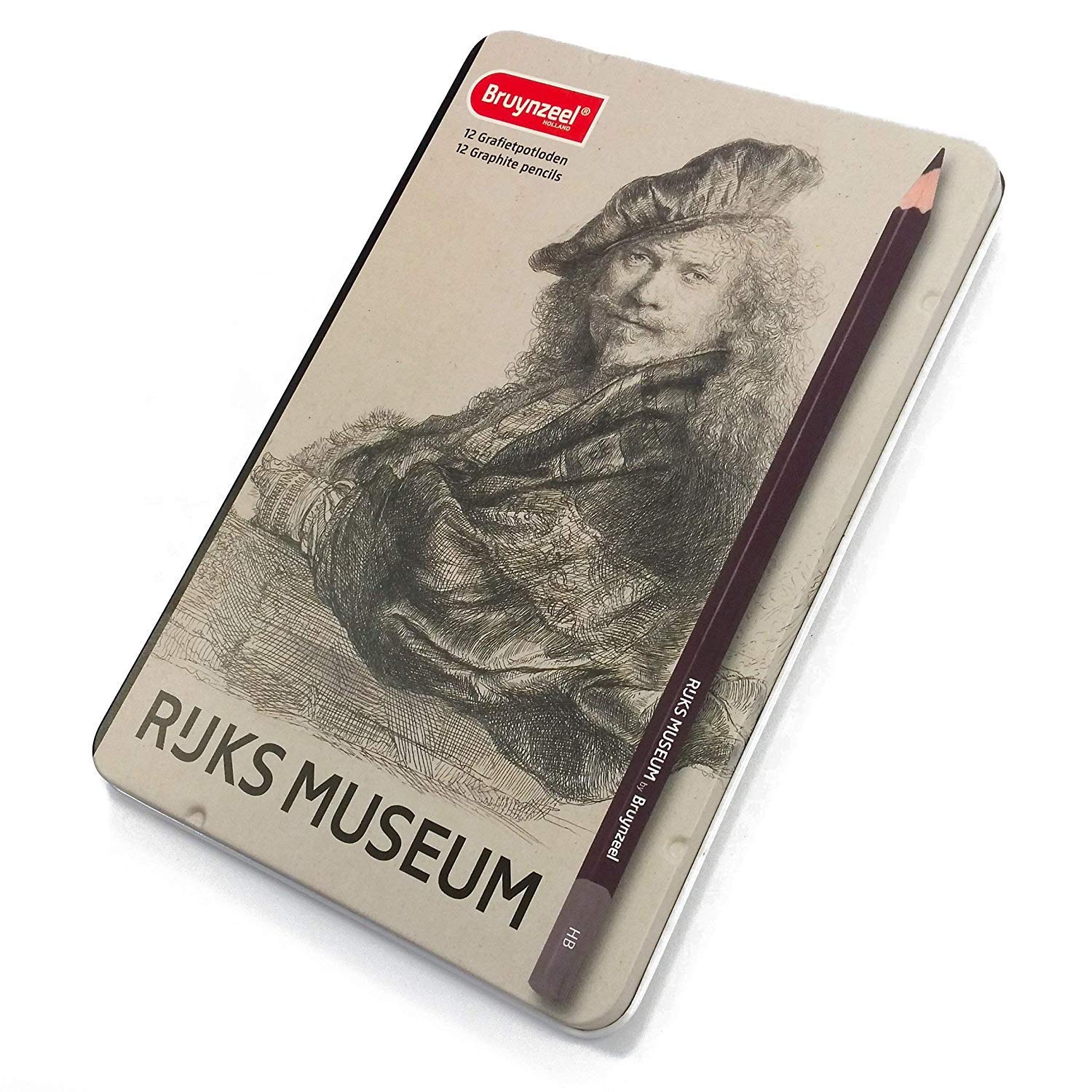 Bruynzeel - Rijks Museum Edition of 12 Graphite Pencils - [2H - 9B] - Rembrandt Self Portrait
