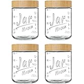 Xyptorix Glass Overnight Oats Containers with Lids (4-Pack), 16 oz Mason Jars with Bamboo Lids for Meal Prep, Chia Seed Pudding, Yogurt & Oatmeal - Airtight Food Storage Jars for Breakfast On-the-Go