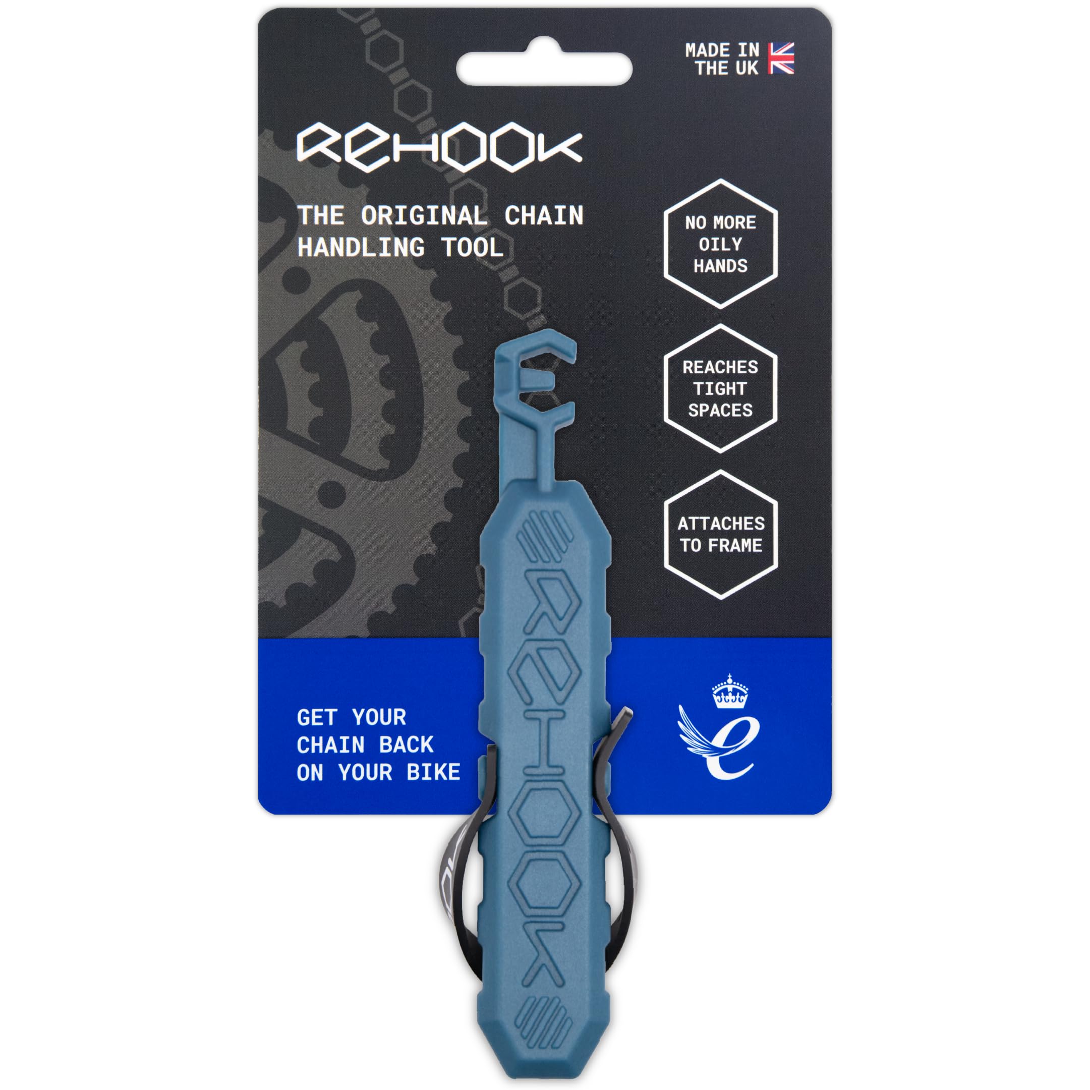 Rehook Colour - Get Your Chain Back on Your Bike in 3 Seconds - Without The Mess Cycling Tool Perfect Xmas Stocking Filler for Cyclist Blue