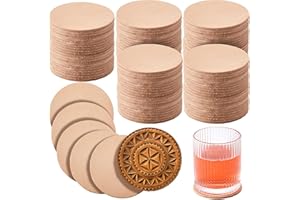 Bulyoou 50 Pack Round Vegetable Tan Leather 3-1/4" Tooling Veg Circular Leather Pieces Sheet for Laser Engraving Coasters Tooling Stamping Carving, Thickness 3.2 mm