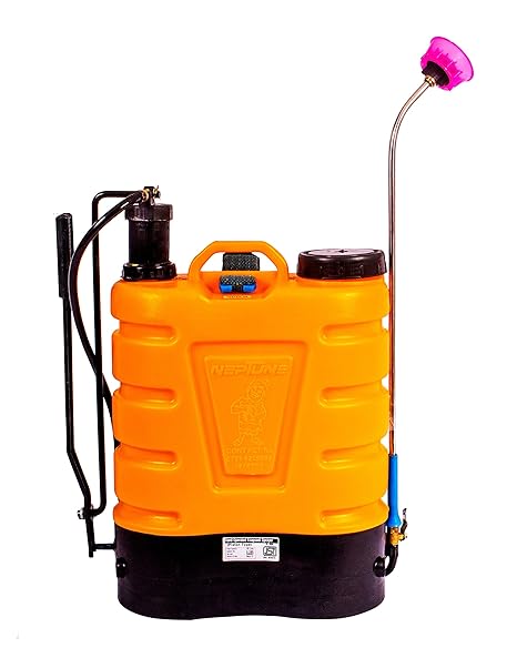 NEPTUNE SIMPLIFY FARMING Knapsack Hand Operated Garden Sprayer with Plastic Pressure Chamber, Capacity 16 L, Yellow