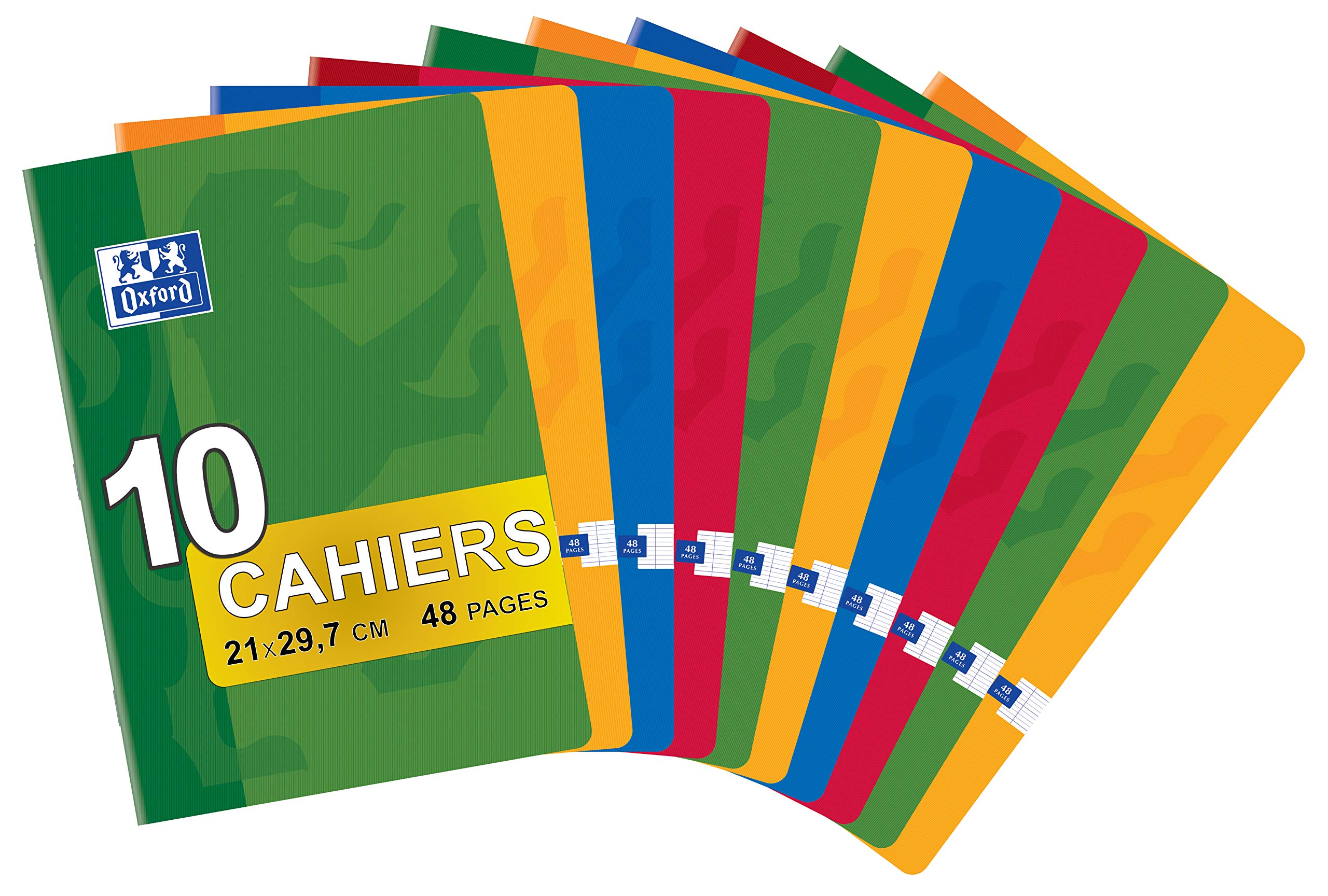 Oxford Classic Set of 10 Stapled Notebooks A4 21 x 29.7 cm 48 Pages Large Squared Ruled 90 g Assorted Colours