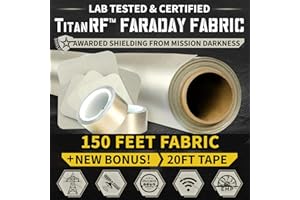 Mission Darkness TitanRF Faraday Fabric Pro Construction Kit 50 Yards // 44"W x 150'L Fabric + 20' Tape Military Grade Conductive Material Blocks RF Signals, WiFi, Cell, Bluetooth, RFID, EMF