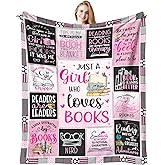 SIKLTY Book Lovers Gifts for Women, Bookish/Book Club/Reading/Literary Gifts for Booklover Throw Blankets 60" x 50", Xmas Gift for Readers/Librarian/Bookworm/Nerd