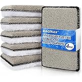 MAQIHAN Microfiber Pad - 4PCS Microfiber Pads Detailing Sponge Two Sides of Microfiber Cloth and Nylon Bristle Brush Car Interior Detailing Kit for Leather Sofa Shoes and Bags Car Wash Kit