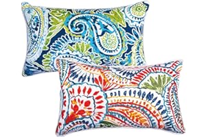 JMGBird Outdoor Pillows Set of 2 Waterproof Outdoor Pillow Covers 12x20 Inch Outdoor Throw Pillow Covers 2 Color Combinations