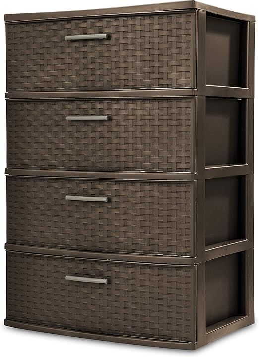 Amazon Com Sterilite 4 Drawer Wide Weave Tower Espresso Frame