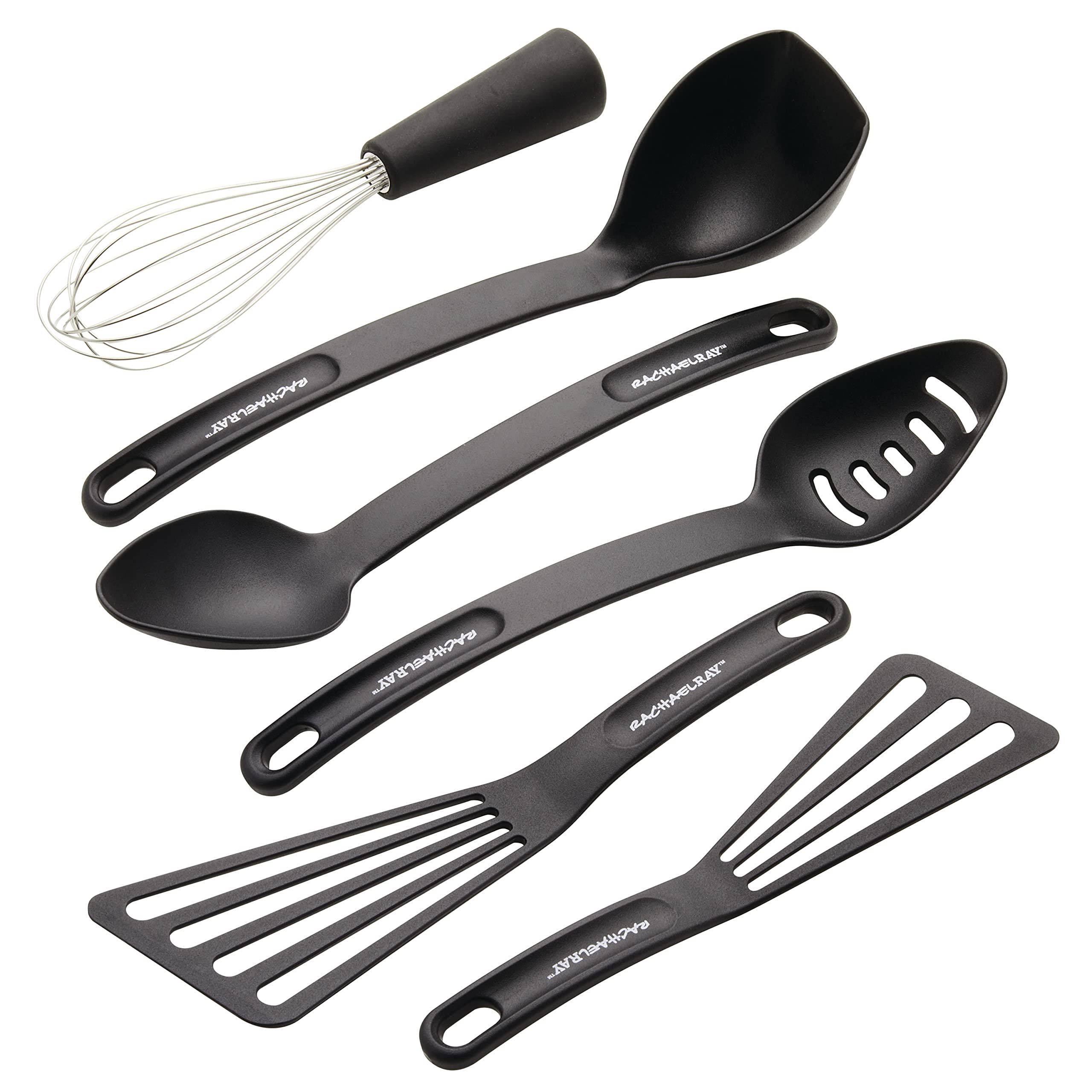 Rachael Ray 48354 Tools and Gadgets Kitchen/Cooking Utensil Set, Nylon, Black