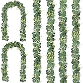 CQURE 6Pcs Eucalyptus Garland,Artificial Eucalyptus Leaves Table Greenery Garland Wreath Vines for Wedding Party Table Bedroom Wall Decor