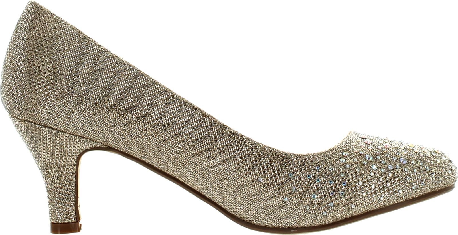 Bonnibel Wonda-1 Womens Round Toe Low Heel Glitter Slip On Dress Pumps,Champagne,10 - Image 3