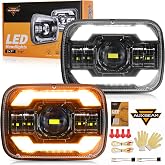 Auxbeam 5x7 7x6 LED Headlights H6054 For Jeep Cherokee XJ Wrangler YJ-Black | DOT Approved, LED Headlights with DRL Turn Signal High Low Beam, 12000LM Headlights, H6054 H5054 Headlights, IP67 Waterproof