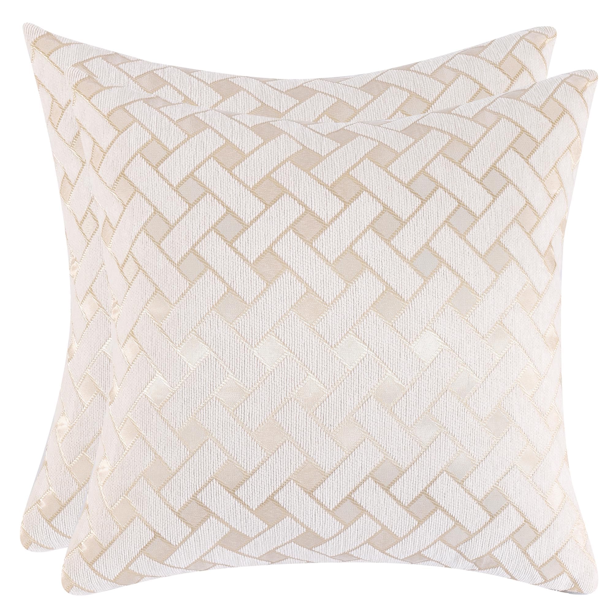 Tosleo Boho 45x45 CM Throw Pillow Covers Pack of 2 White Cross Chenille Pillowcases Cushion Cover Handmade Decorative Throw Pillow Case for Couch Home Decoration