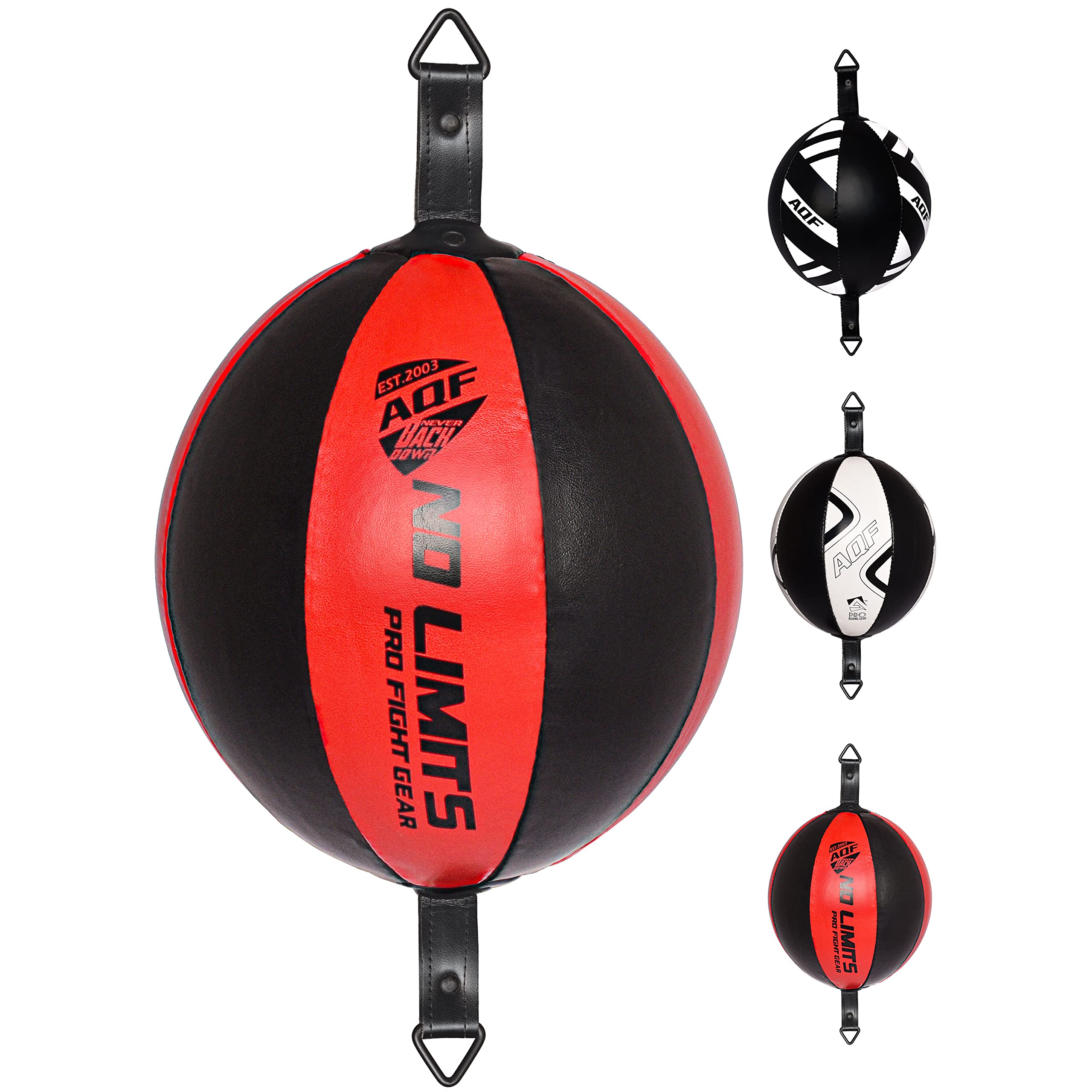 AQF Leather Double-End Boxing Bag Speed Ball - Floor-to-Ceiling Punching Rebound Ball with Adjustable Bungee Cord - Reflex Dodge Speedball for Punching, MMA Training, & Striking Kit