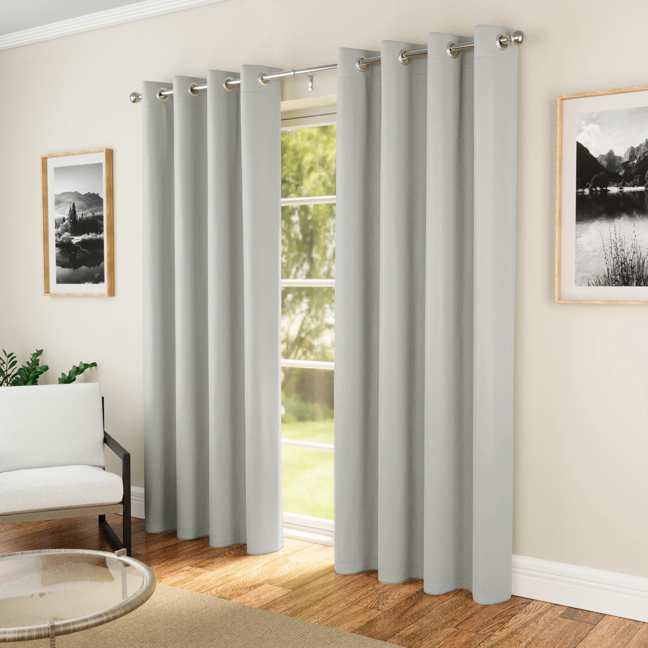 Enhanced Living Nightfall Eyelet Curtains - Thermal Grey Curtains for Bedroom - 90x90 inch (229x229 cm) - 230gsm, Supersoft, Energy Saving & Noise Reducing - 2 x Curtain Panels